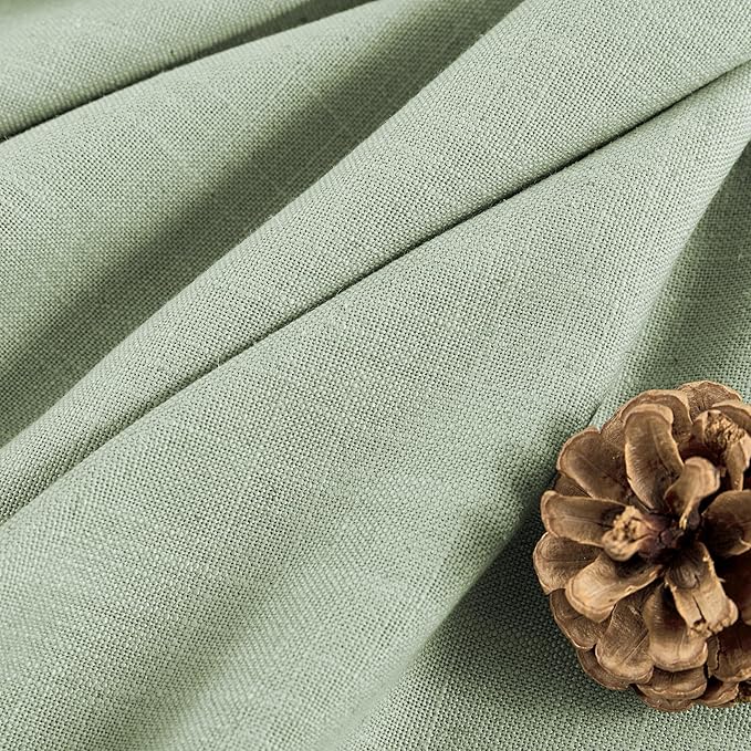 Joydeco Linen Curtains for Living Room,Light Filtering Rod Pocket Back Tab Semi Sheer Drapes Window Long Curtains 90 inches Long Sage Green
