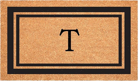 Calloway Mills 152963048T Black Border 30" x 48" Monogram Doormat Letter (T)