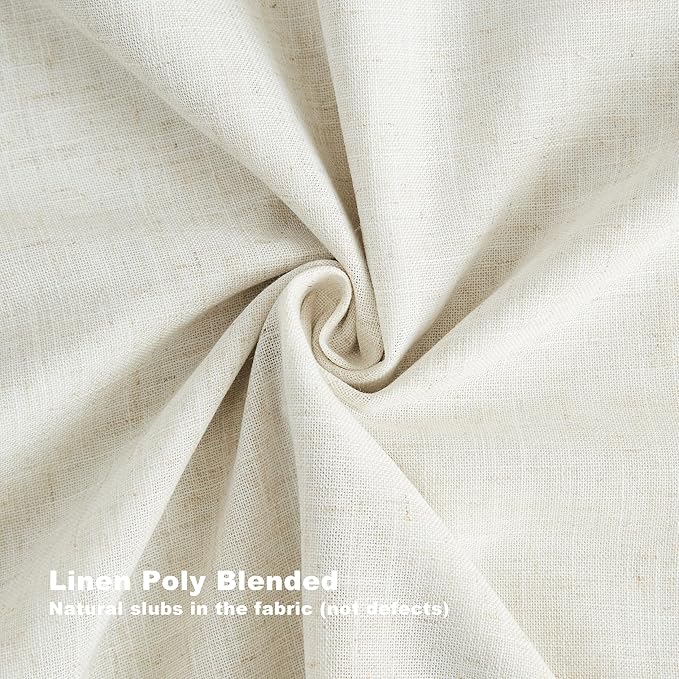 Vision Home Natural Pinch Pleated Full Blackout Curtains Linen Blended Room Darkening Window Curtains 108 inch for Living Room Bedroom Thermal Insulated Pinch Pleat Drapes with Hooks 40" Wx108 Lx2