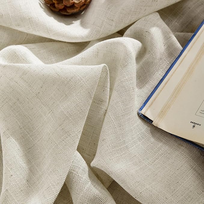 Joydeco Linen Curtains 108 Inch Length 2 Panel Sets,Light Filtering Curtains for Bedroom 100 Inch Wide Living Room Drapes with Back Tabs & Rod Pockets (W100 x L108 Inch, Beige)