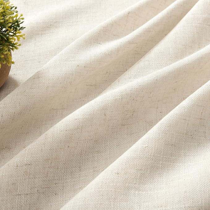 Joydeco Custom Linen Curtains for Living Room, Semi-Sheer Curtain 1 Panel Light Filtering Rod Pocket Back Tab (Linen, Custom Size)