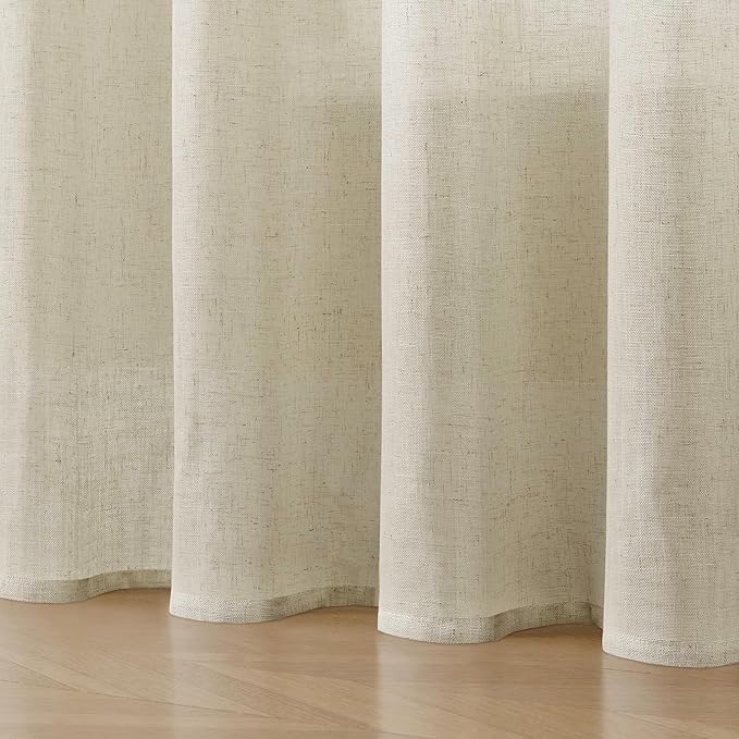 Joydeco Linen Curtains 84 Inch Length 2 Panel Sets,Light Filtering Curtains for Bedroom 100 Inch Wide Living Room Drapes with Back Tabs & Rod Pockets (W100 x L84 Inch, Beige)