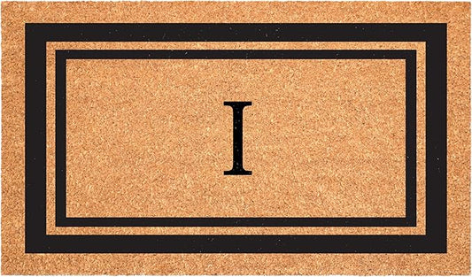 Calloway Mills 152962448 Black Border 24" x 48" Monogram Doormat (Letter I)
