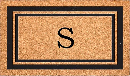 Calloway Mills 152961830S Black Border 18" x 30" Monogram Doormat, (Letter S)