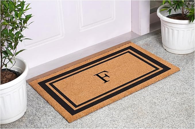 Calloway Mills 152962448 Black Border 24" x 48" Monogram Doormat (Letter F)
