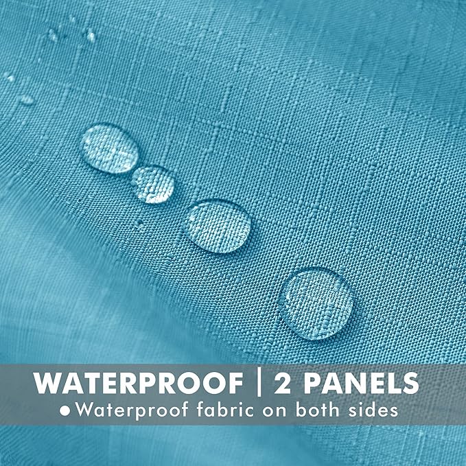 HolidayIdeas 4 Panels Flax Linen Outdoor Curtains for Patio Waterproof Curtains 54" Wide x 95" Long-Indoor/Outdoor Window Curtains Privacy for Pergola, Porch, Gazebo, Backyard, Living Room