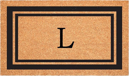 Calloway Mills 152962436L Black Border 24" x 36" Monogram Doormat, (Letter L)