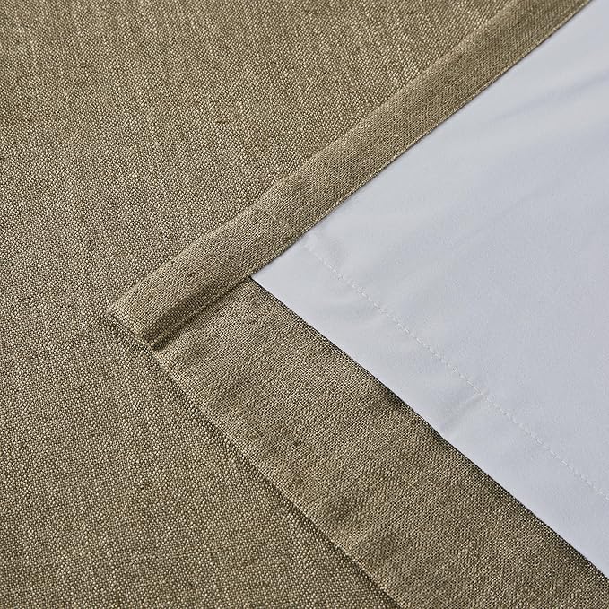 Vision Home Brown Pinch Pleated Full Blackout Curtains Linen Blended Room Darkening Window Curtains 95 inch for Living Room Bedroom Thermal Insulated Pinch Pleat Drapes with Hooks 2 Panel 40" Wx95 L