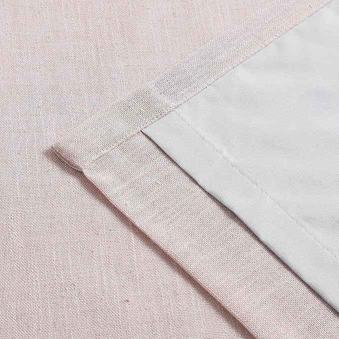 Vision Home Soft Pink Pinch Pleated Full Blackout Curtains Linen Blended Room Darkening Window Curtains 102 inch for Living Room Bedroom Thermal Insulated Pinch Pleat Drapes with Hooks 60" Wx102 Lx1