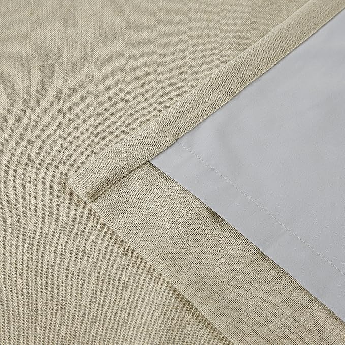 Vision Home Sand Pinch Pleated Full Blackout Curtains Linen Blended Room Darkening Window Curtains 108 inch for Living Room Bedroom Thermal Insulated Pinch Pleat Drapes with Hooks 40" Wx108 Lx2