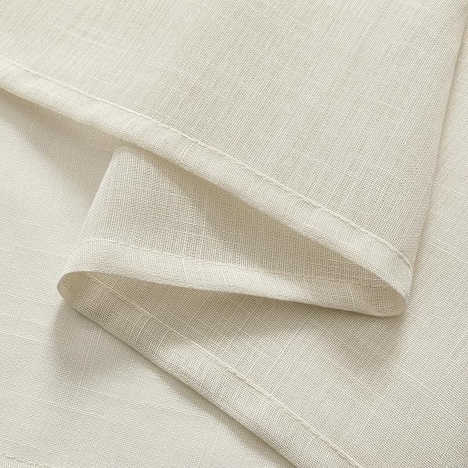 Joydeco Sheer Curtains 84 Inches Long, White Curtains for Living Room 2 Panels Set, Linen Curtains Window Privacy Assured with Light Filtering(W52 x L84 Inch,Linen)