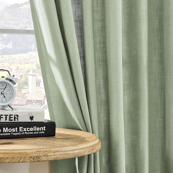 Joydeco Sage Green Curtains for Living Room, 96 Inch Curtains 2 Panel Set, Light Filtering Curtains 96 Inches Long, Living Room Curtains 2 Panel Sets