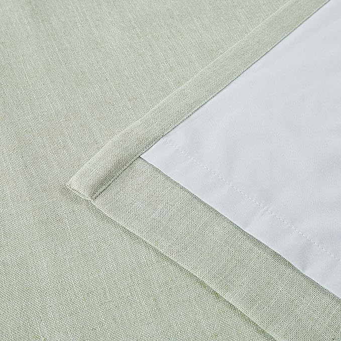 Vision Home Soft Green Pinch Pleated Full Blackout Curtains Linen Blended Room Darkening Curtain Panels 95 inch for Living Room Bedroom Thermal Insulated Pinch Pleat Drapes with Hooks 40" Wx95 Lx2